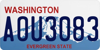 WA license plate AOU3083