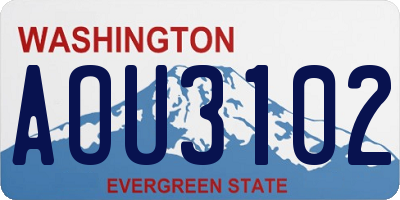 WA license plate AOU3102