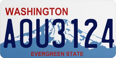 WA license plate AOU3124