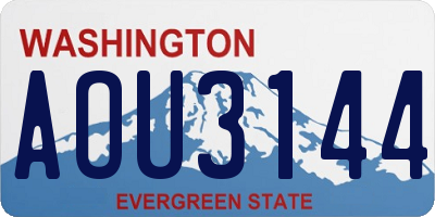 WA license plate AOU3144
