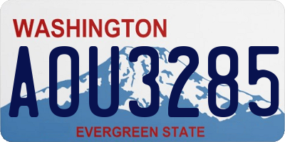 WA license plate AOU3285