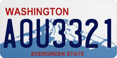 WA license plate AOU3321
