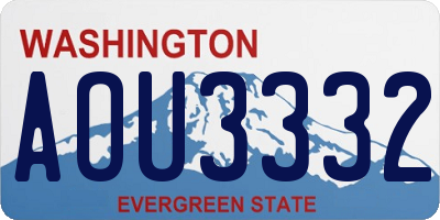 WA license plate AOU3332