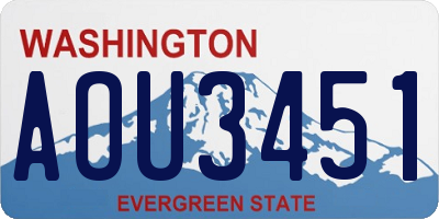 WA license plate AOU3451