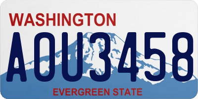 WA license plate AOU3458