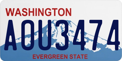 WA license plate AOU3474