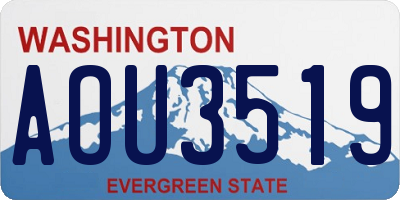 WA license plate AOU3519
