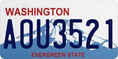 WA license plate AOU3521