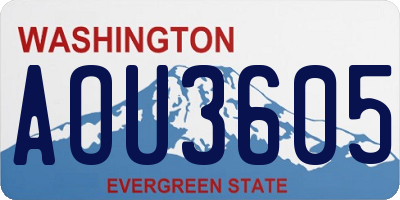 WA license plate AOU3605