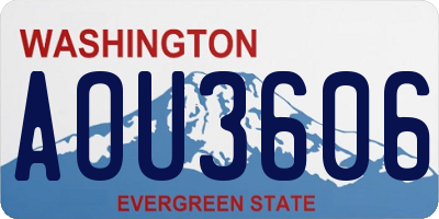 WA license plate AOU3606