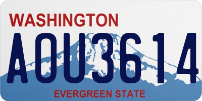 WA license plate AOU3614