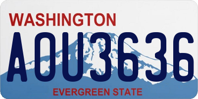WA license plate AOU3636