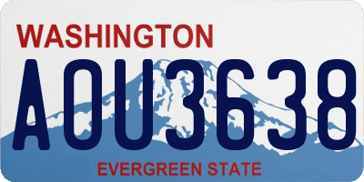 WA license plate AOU3638