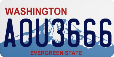 WA license plate AOU3666