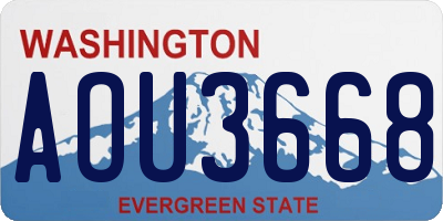 WA license plate AOU3668