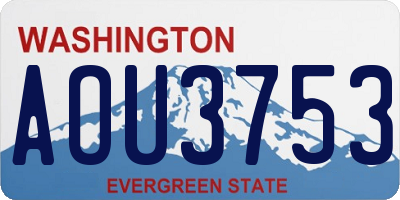 WA license plate AOU3753