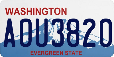 WA license plate AOU3820