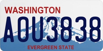 WA license plate AOU3838