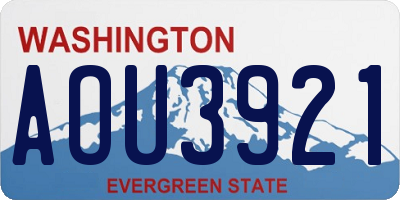 WA license plate AOU3921