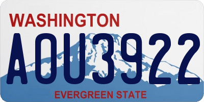 WA license plate AOU3922