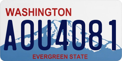 WA license plate AOU4081