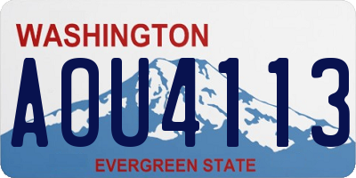 WA license plate AOU4113