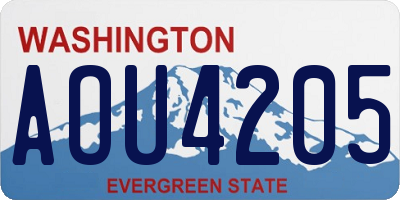 WA license plate AOU4205
