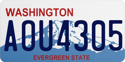 WA license plate AOU4305