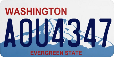 WA license plate AOU4347