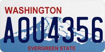 WA license plate AOU4356