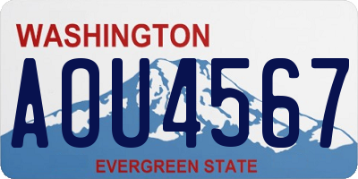 WA license plate AOU4567