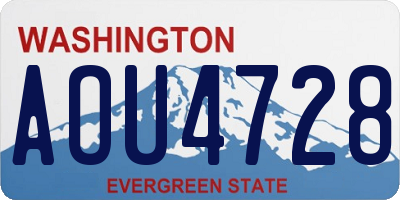 WA license plate AOU4728