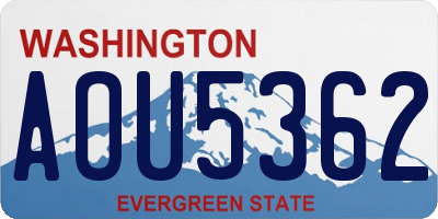 WA license plate AOU5362