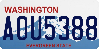 WA license plate AOU5388