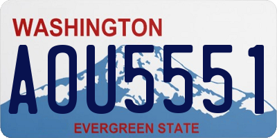 WA license plate AOU5551