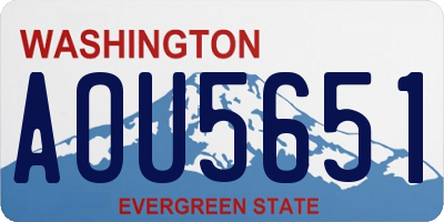 WA license plate AOU5651