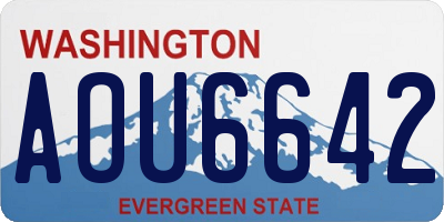 WA license plate AOU6642
