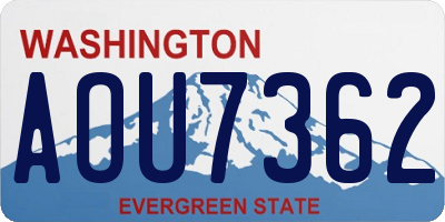 WA license plate AOU7362