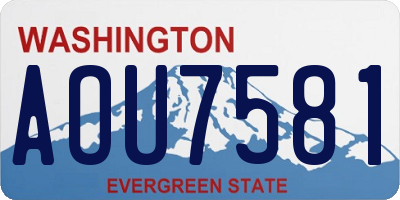 WA license plate AOU7581