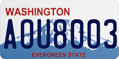 WA license plate AOU8003