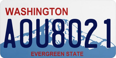 WA license plate AOU8021