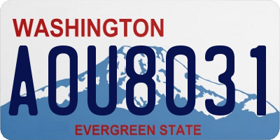 WA license plate AOU8031