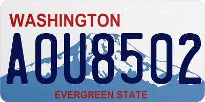 WA license plate AOU8502