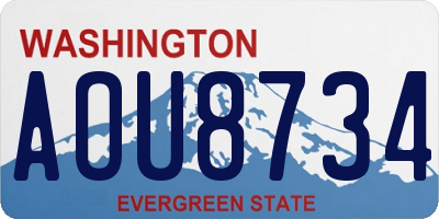 WA license plate AOU8734