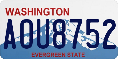 WA license plate AOU8752