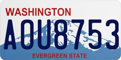 WA license plate AOU8753