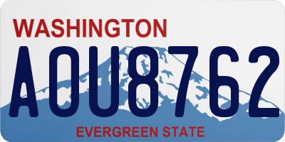 WA license plate AOU8762