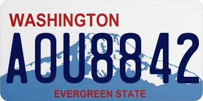 WA license plate AOU8842
