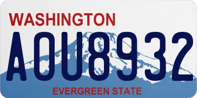 WA license plate AOU8932