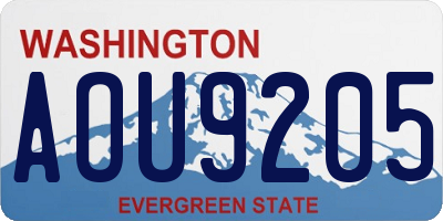 WA license plate AOU9205